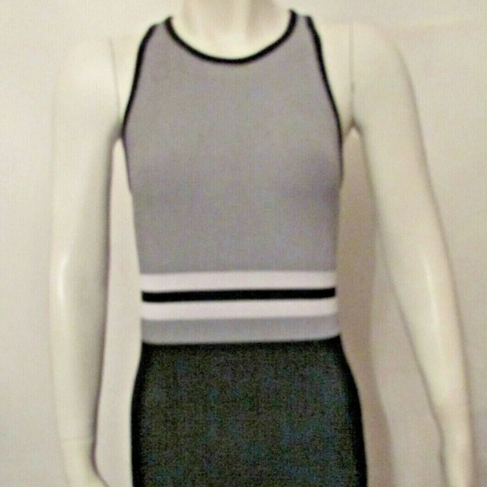 Gray and Black Sleeveless Dress